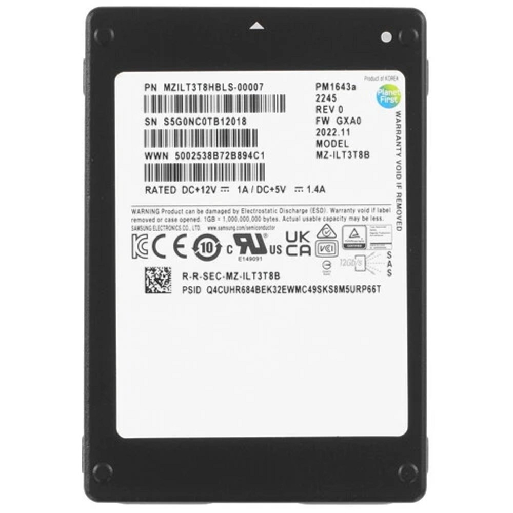 SSD Samsung MZILT3T8HBLS-00007, 3.84TB, SAS 12Gb/s, 2.5", 15mm, Enterprise