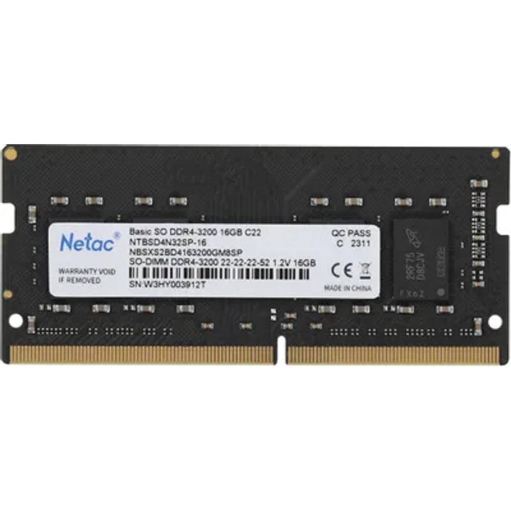 Оперативная память Netac NTBSD4N32SP-16, 16GB, DDR4, 3200MHz, SO-DIMM
