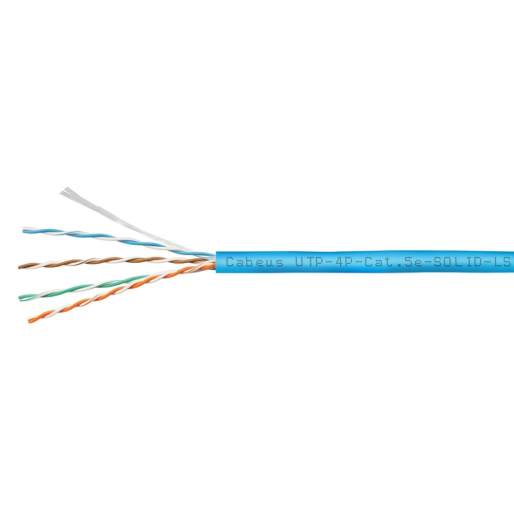 Кабель Cabeus UTP-4P-Cat.5e-SOLID-LSZH-BL-100, U/UTP, 5e, 4 пары, 100 м