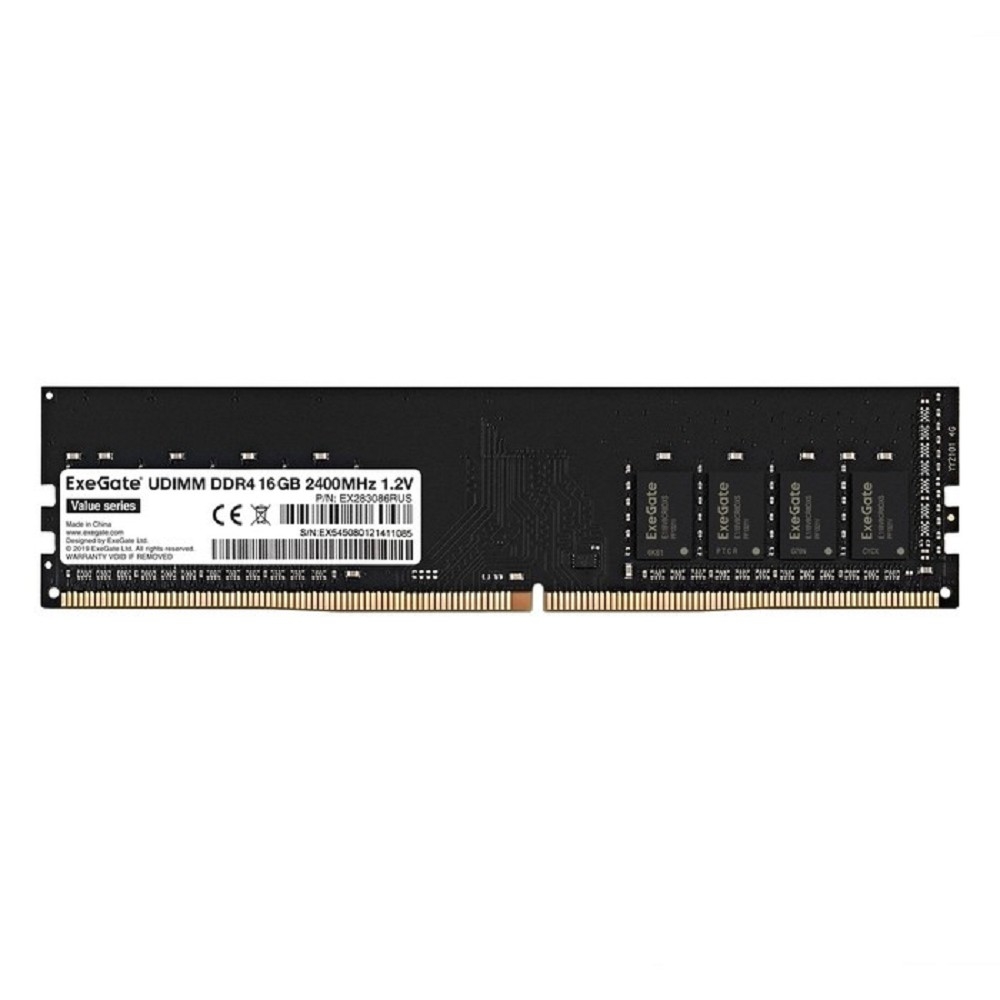 Оперативная память ExeGate EX283086RUS, 16ГБ, DDR4, 2400МГц, DIMM