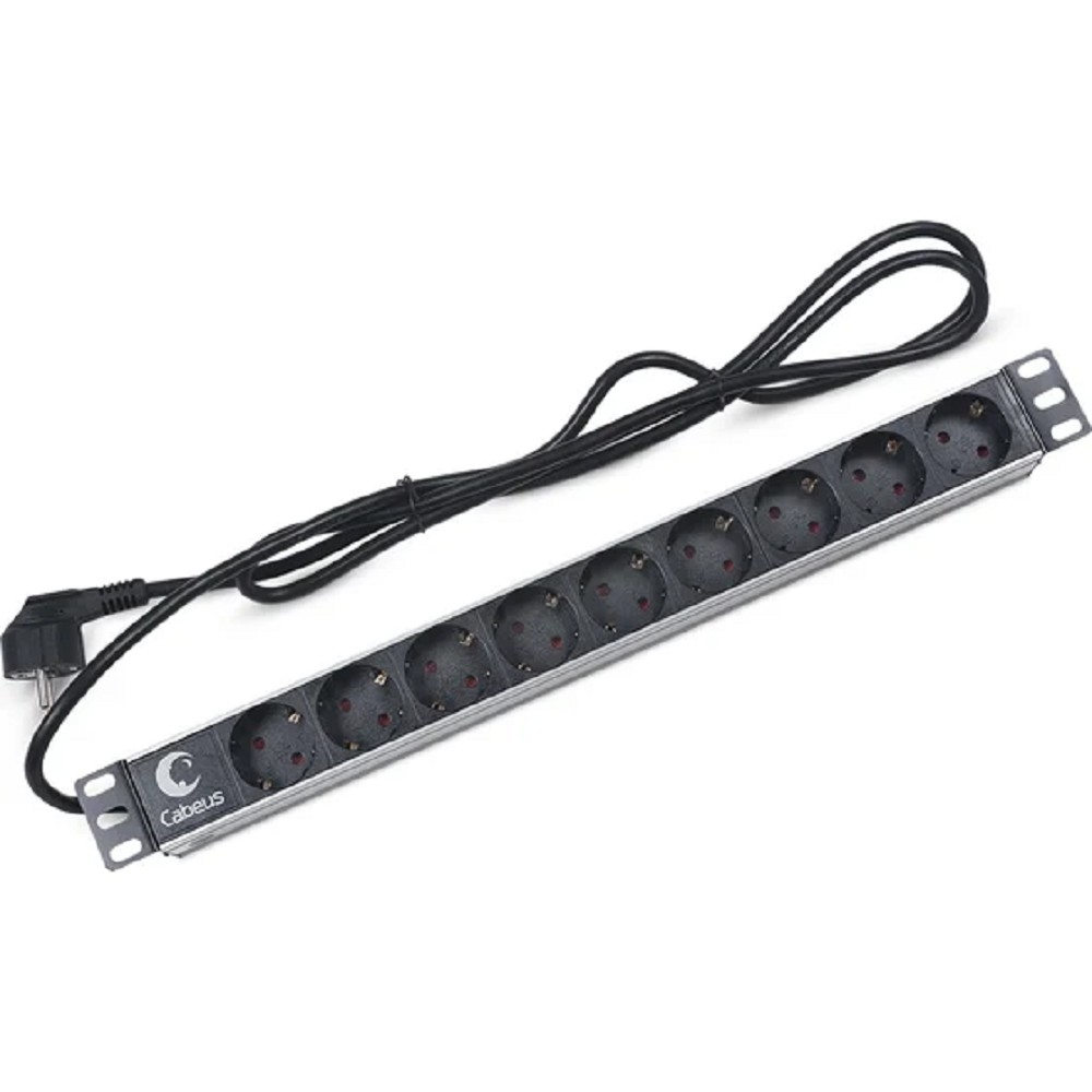 Блок PDU Cabeus PDU-9P-2EU, 19" горизонтальный, 9 розеток, 16А