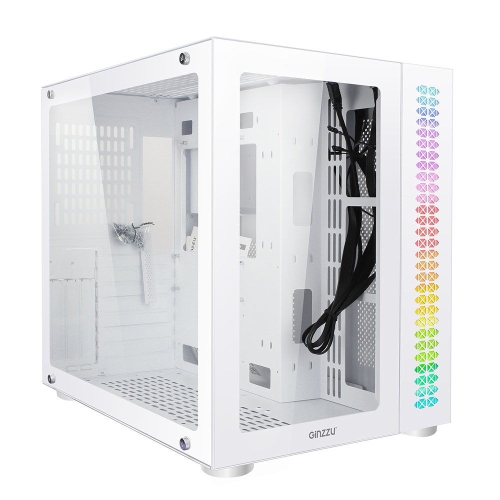 Корпус Ginzzu V560, ATX, стекло, RGB, белый