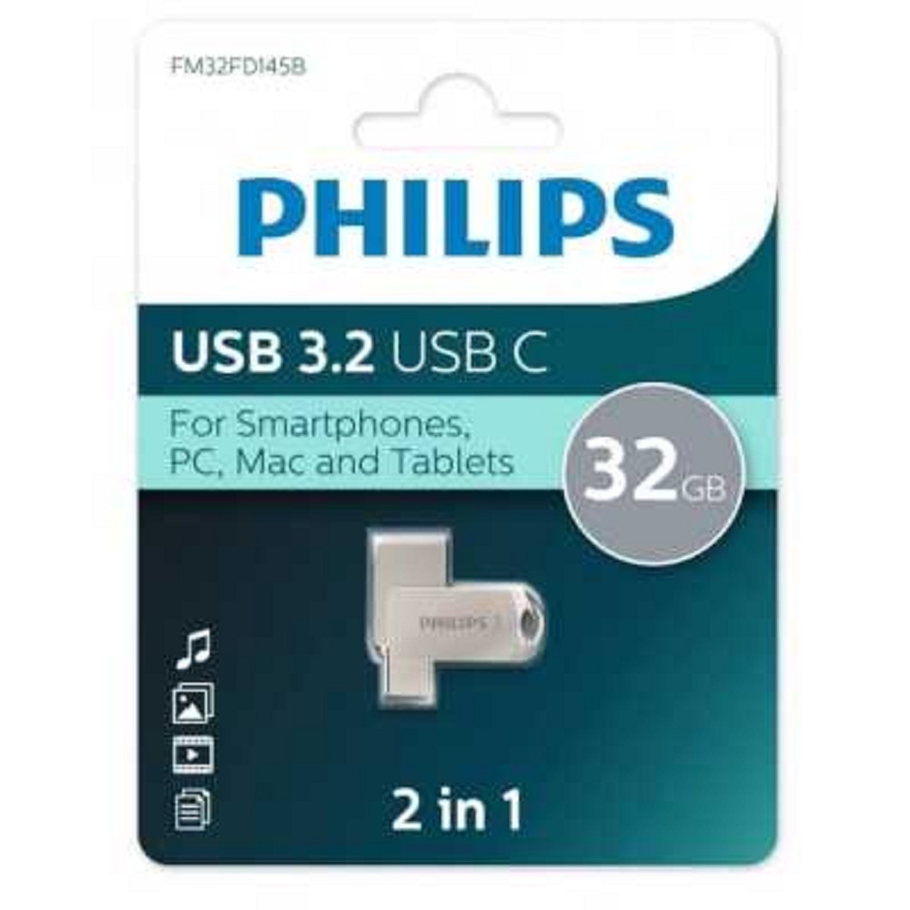 USB-флешка Philips FM32FD145B/97, 32ГБ, USB 3.2 Type-A/Type-C