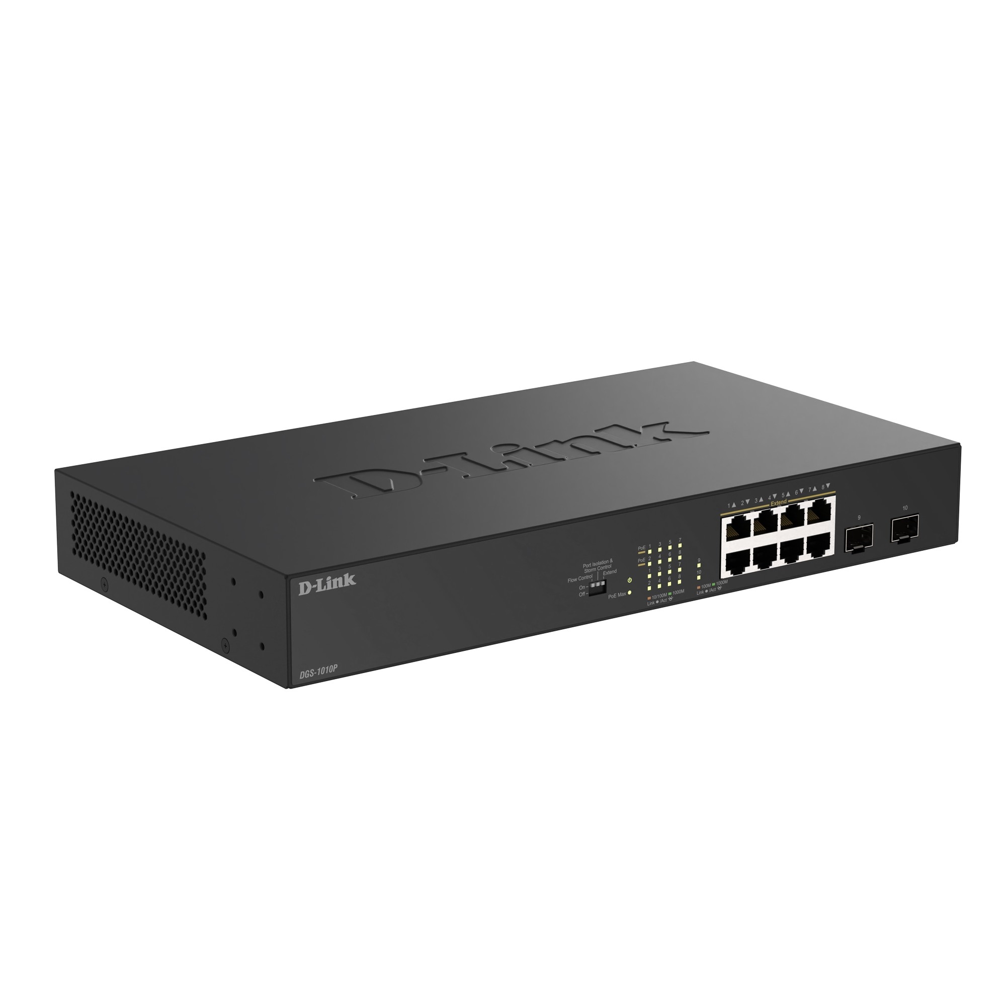 Коммутатор D-Link DGS-1010P/B1A, 8×1GbE PoE, 2×SFP, 125 Вт