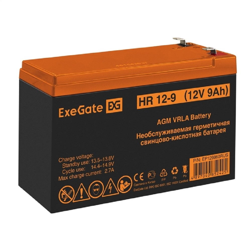 Аккумулятор Exegate EP129860RUS, 12В, 9Ач, AGM