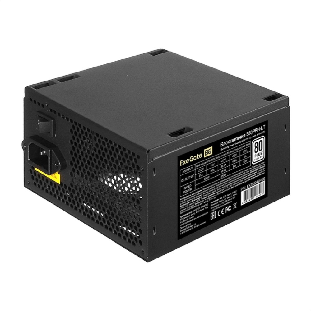 Блок питания ExeGate 550PPH-LT, 550 Вт, ATX, 80 PLUS, APFC, 120 мм