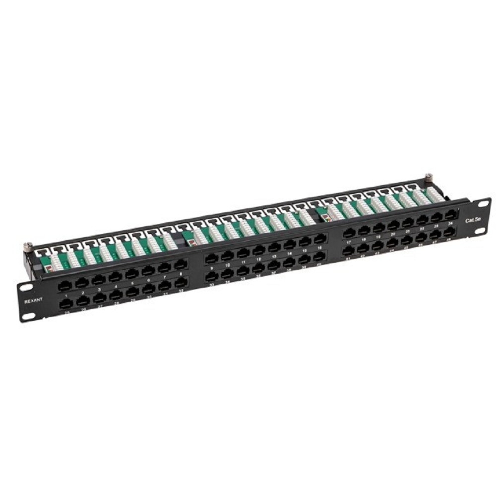 Патч-панель Rexant 02-0033, 19", 1U, 48 портов, RJ-45, Cat 5e