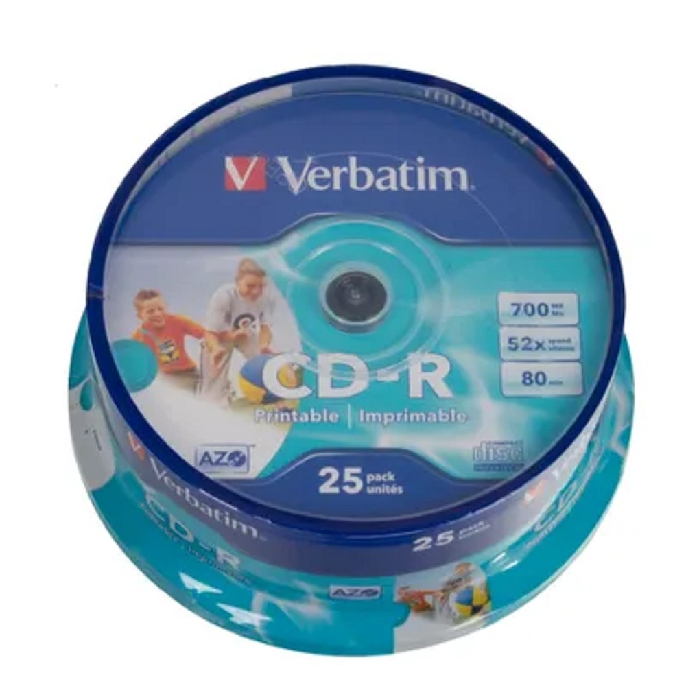 Диски CD-R Verbatim 43439, 700 МБ, 52x, Printable InkJet, 25 шт., шпиндель