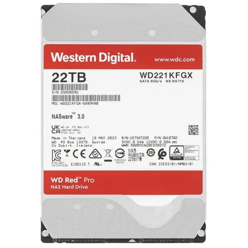 Жесткий диск Western Digital Red Pro WD221KFGX, 22ТБ, 7200rpm, SATA III