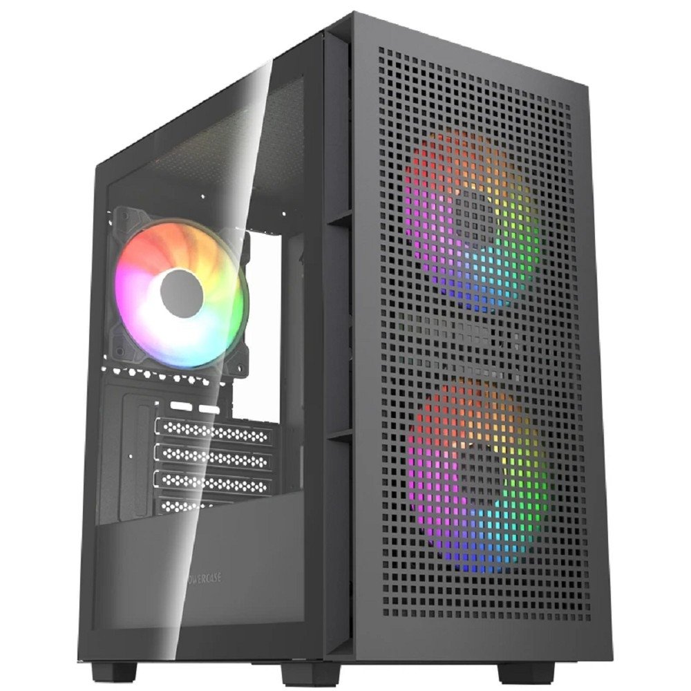 Корпус Powercase Mistral SM05 ARGB (CMMSM05B-A3), mATX, 3×120 мм ARGB PWM, Tempered Glass