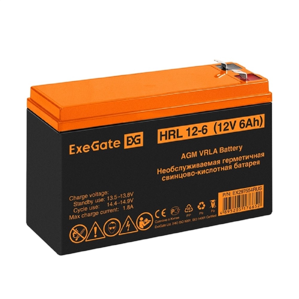 Аккумулятор ExeGate EX297554RUS, 12В, 6Ач