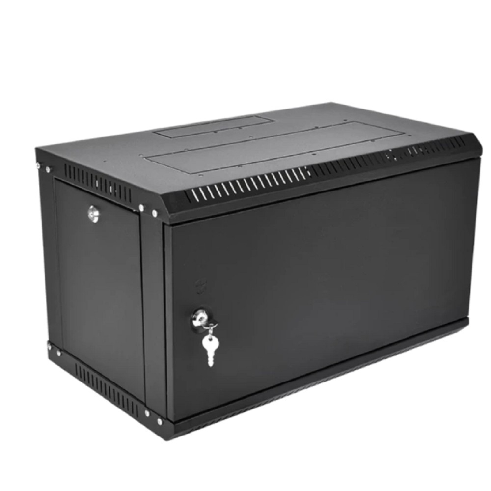 Шкаф настенный ЦМО ШРН-6.500.1-9005, 6U, 346×600×500 мм, дверь металл, чёрный
