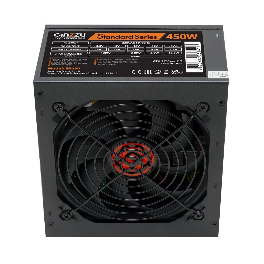 Блок питания Ginzzu SB450 12CM, 450 Вт, ATX