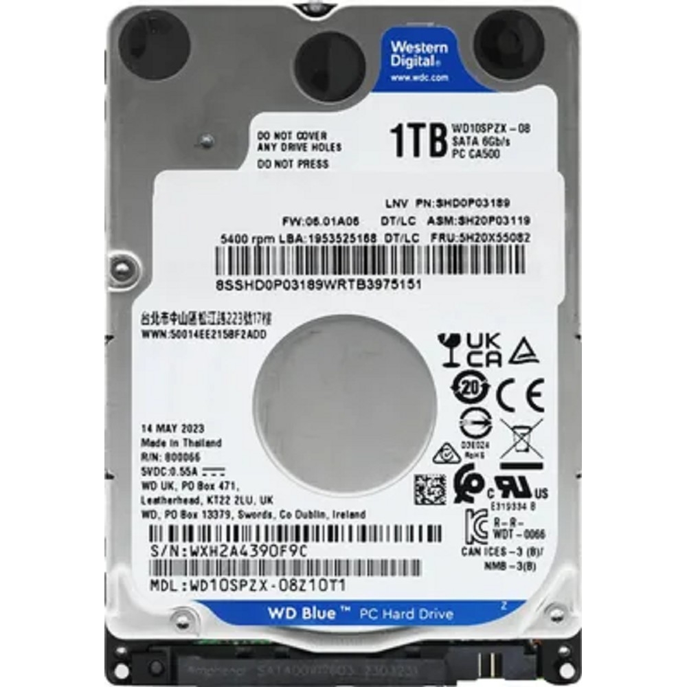 Жесткий диск Western Digital WD10SPZX, 2.5", 1ТБ, SATA-III, 5400RPM, 128МБ