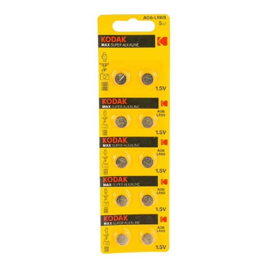 Батарейка Kodak B0044711 (AG6/LR920/LR69), алкалиновая, 1.5 В, 10 шт в блистере