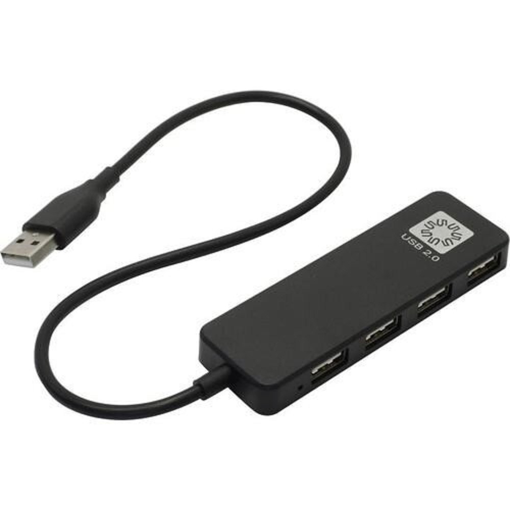 USB-хаб 5bites HB24-209BK, 4×USB 2.0, черный