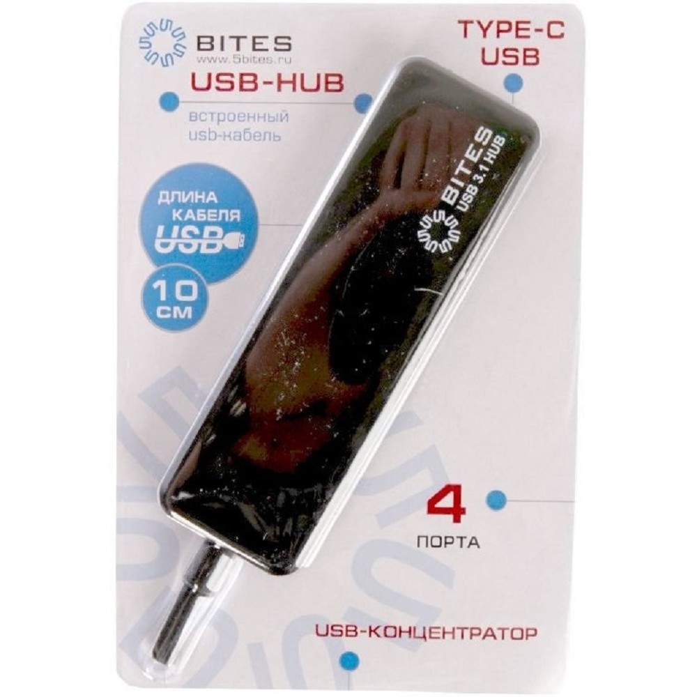 USB-хаб 5bites HB34C-311BK, 4×USB 3.0