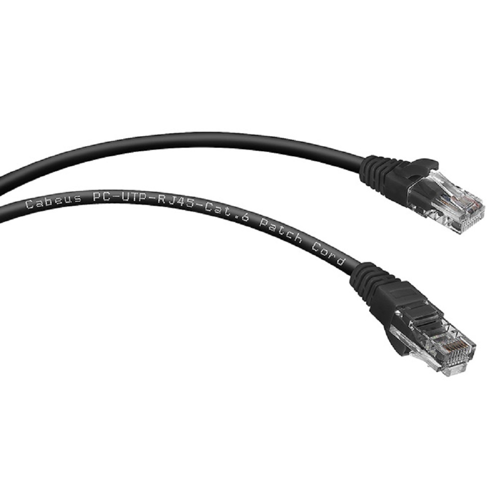 Патч-корд Cabeus PC-UTP-RJ45-Cat.6-1.5m-BK, U/UTP Cat.6, 2×RJ45, 1,5 м, черный