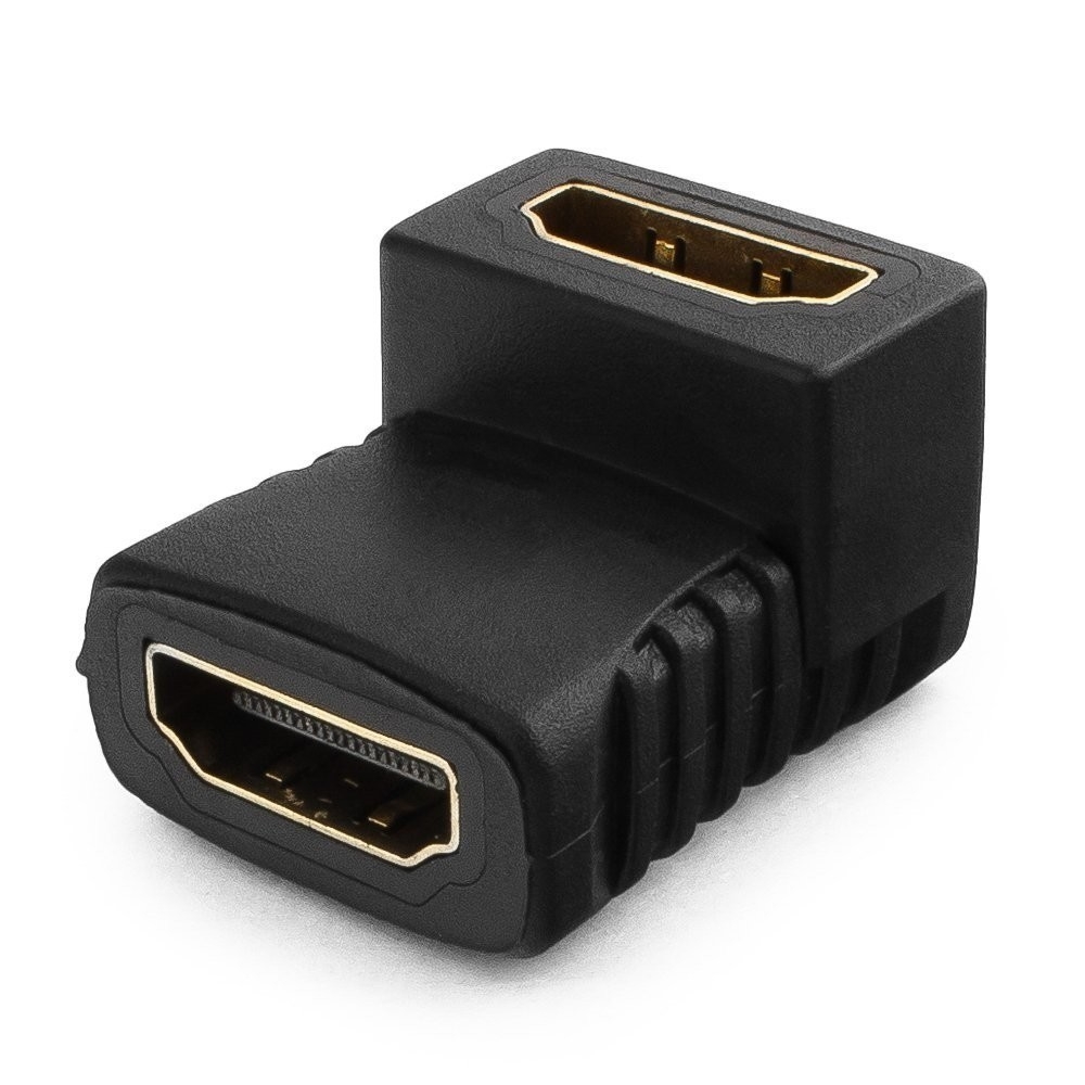 Переходник Gembird A-HDMI-FFL, HDMI 19F — HDMI 19F, угловой, позолоченные контакты, чёрный