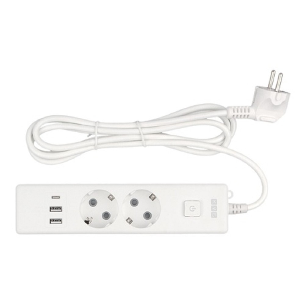 Удлинитель PowerCube PC-4-2M, 2 розетки, 3×USB, 1.9 м, 16 А
