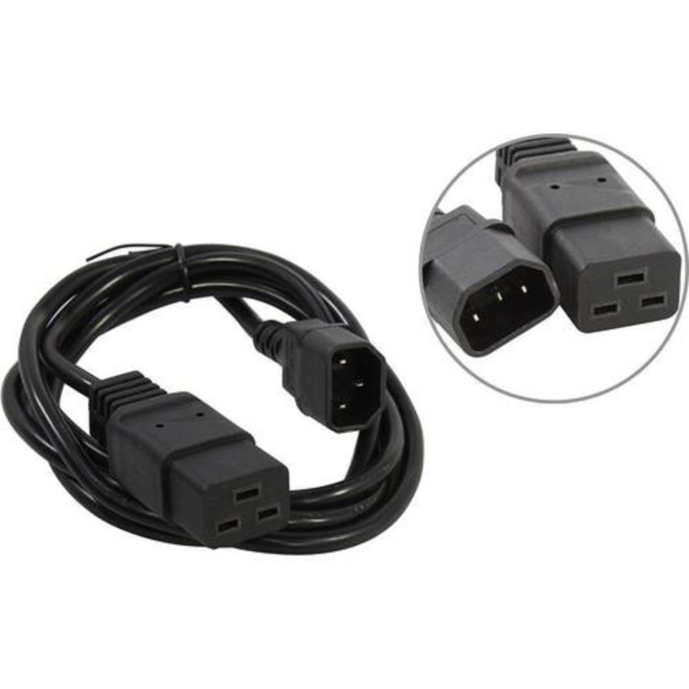 Кабель питания Gembird PC-189-1-1, IEC C19–IEC320-C14, 3×1 мм², 1.8 м, с заземлением