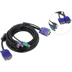 Procase <CE-0500> Кабель для  консолей  E1916/E1908/E1901/E1716/E1708/E1701  (PS/2+PS/2+USB+VGA15M, 5м)