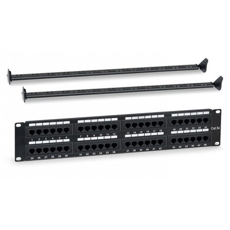 Патч-панель WRline WR-PL-48-C5E-D, 19", 2U, 48×RJ45, Cat5e