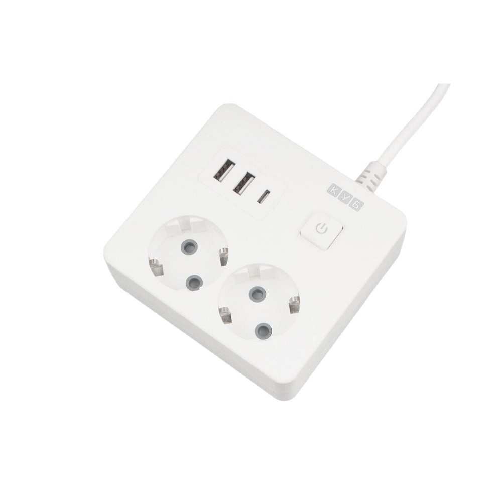 Удлинитель PowerCube PC-1-2M, 2 розетки, 3×USB, 1.9 м