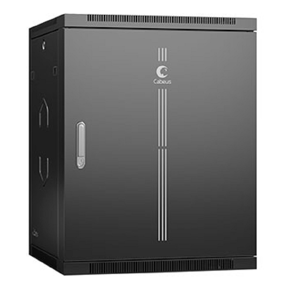 Шкаф телекоммуникационный Cabeus SH-05F-15U60/45m-R-BK, 19", 15U, 600×450мм, металл. дверь, черный