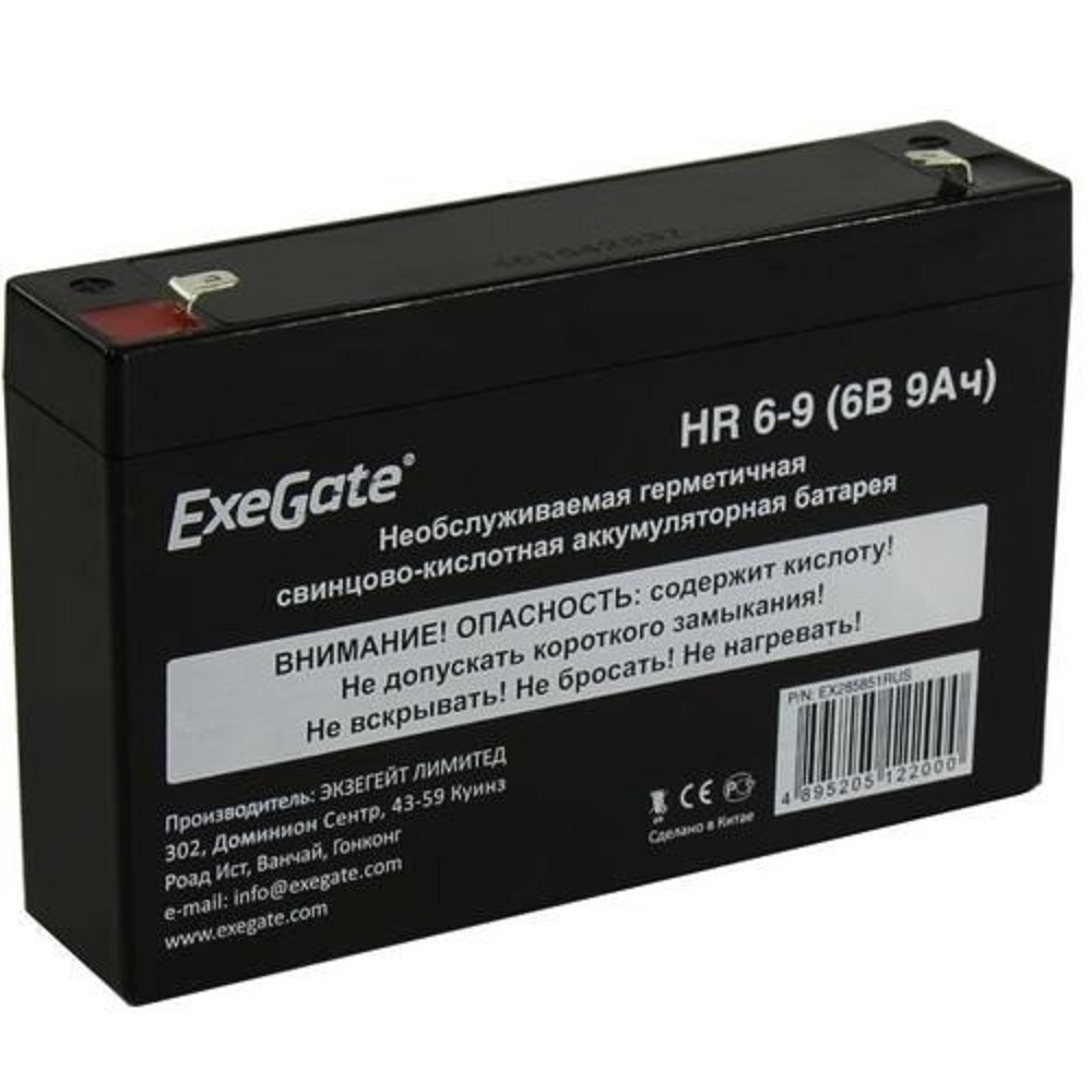 Аккумулятор для ИБП ExeGate HR 6-9-F1, 6 В, 9 А·ч, клеммы F1