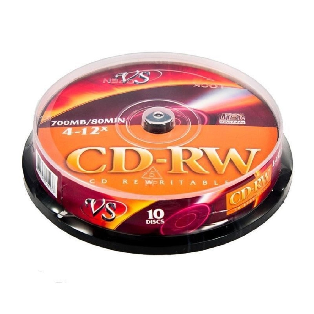 Диск CD-RW VS (PERFEO) VSCDRWCB1001, 700 МБ, 12x, Cake Box, 10 шт