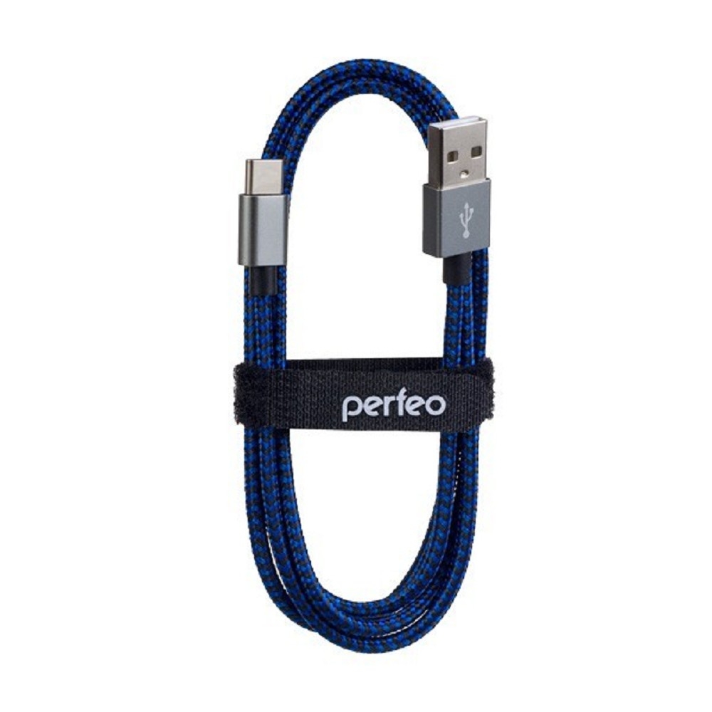 Кабель Perfeo U4904, USB 2.0 A — USB Type-C, 3 м, тканевая оплетка