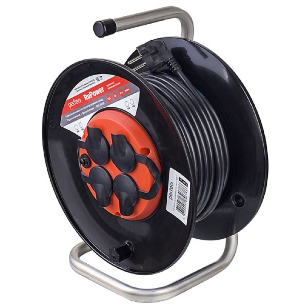 Удлинитель Perfeo RU POWER PF_B4681 на катушке, 50 м, 4 розетки, 16 А, IP44
