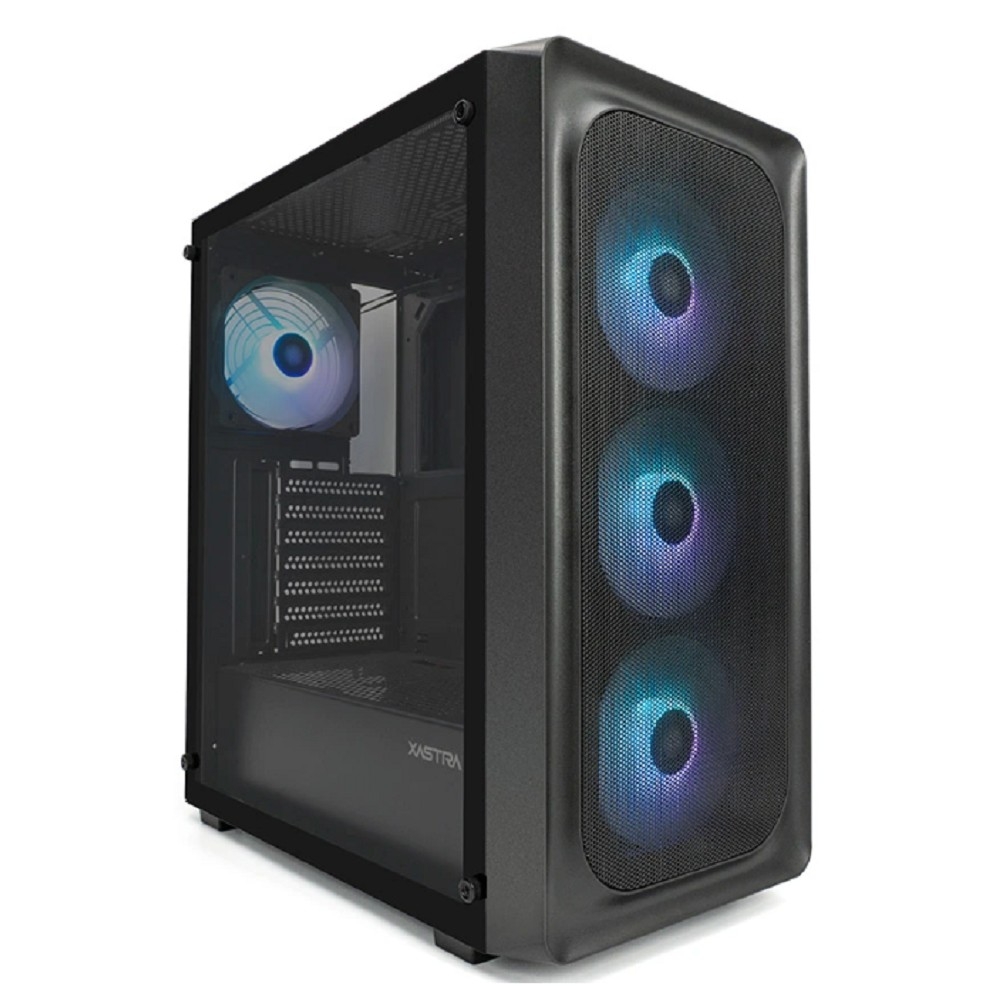 Корпус XASTRA A407-4FC12A, ATX, Mesh, стекло, 4×120мм ARGB