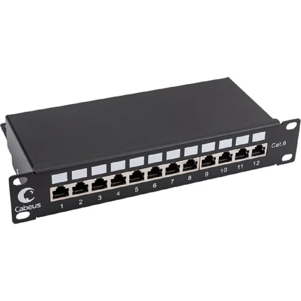 Патч-панель Cabeus PL-12-Cat.6 10"-SH-Dual, 10", 12 портов, Cat.6, экранированная