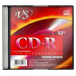 Диск VS CD-R VSCDRSL01, 80min, 52x, Slim Case