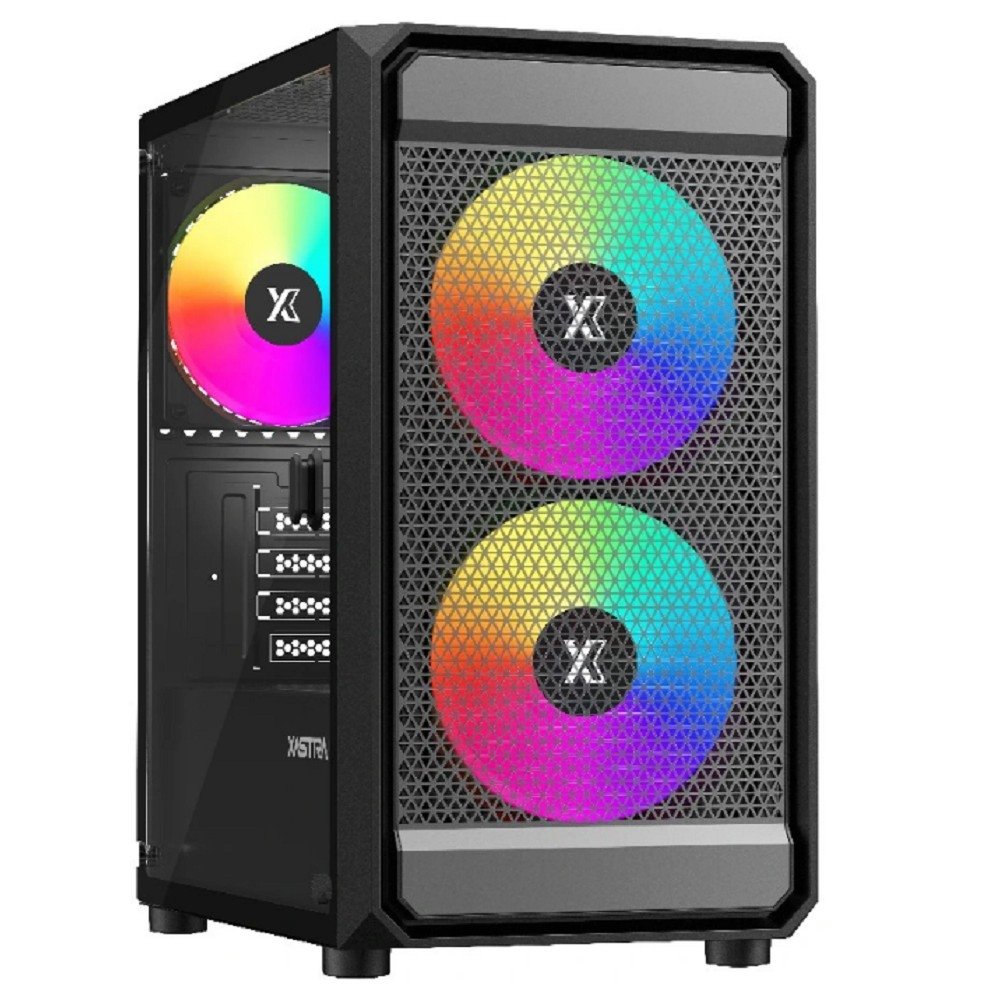 Корпус XASTRA A303M-2FC14A-1FC12A-D, mATX, Mesh, tempered glass