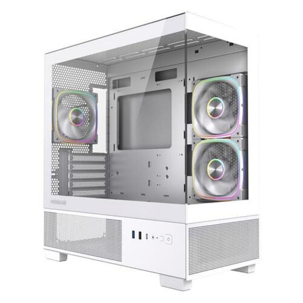 Корпус Powercase CVMMSHW-A3, mATX, стекло, Type-C, 3×120мм ARGB