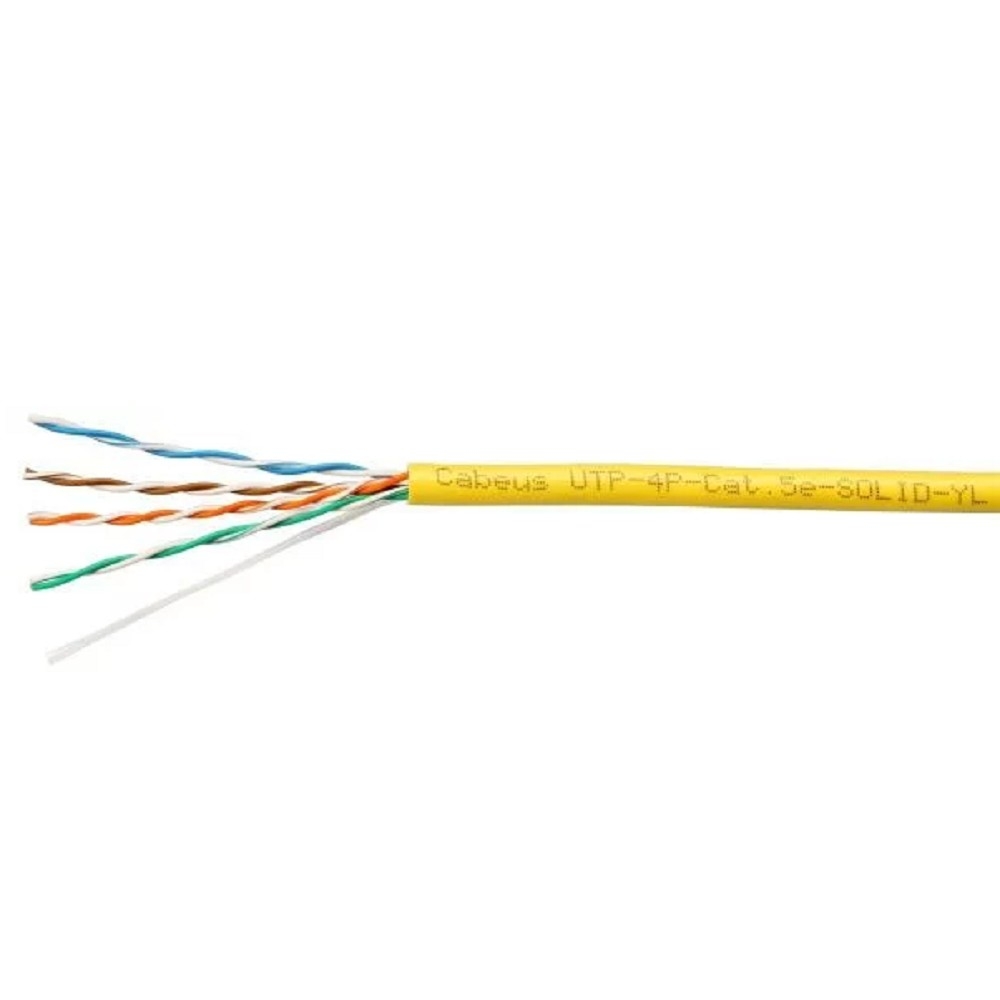 Кабель Cabeus UTP-4P-Cat.5e-SOLID-YL, UTP, кат.5e, 4 пары, 305м, жёлтый