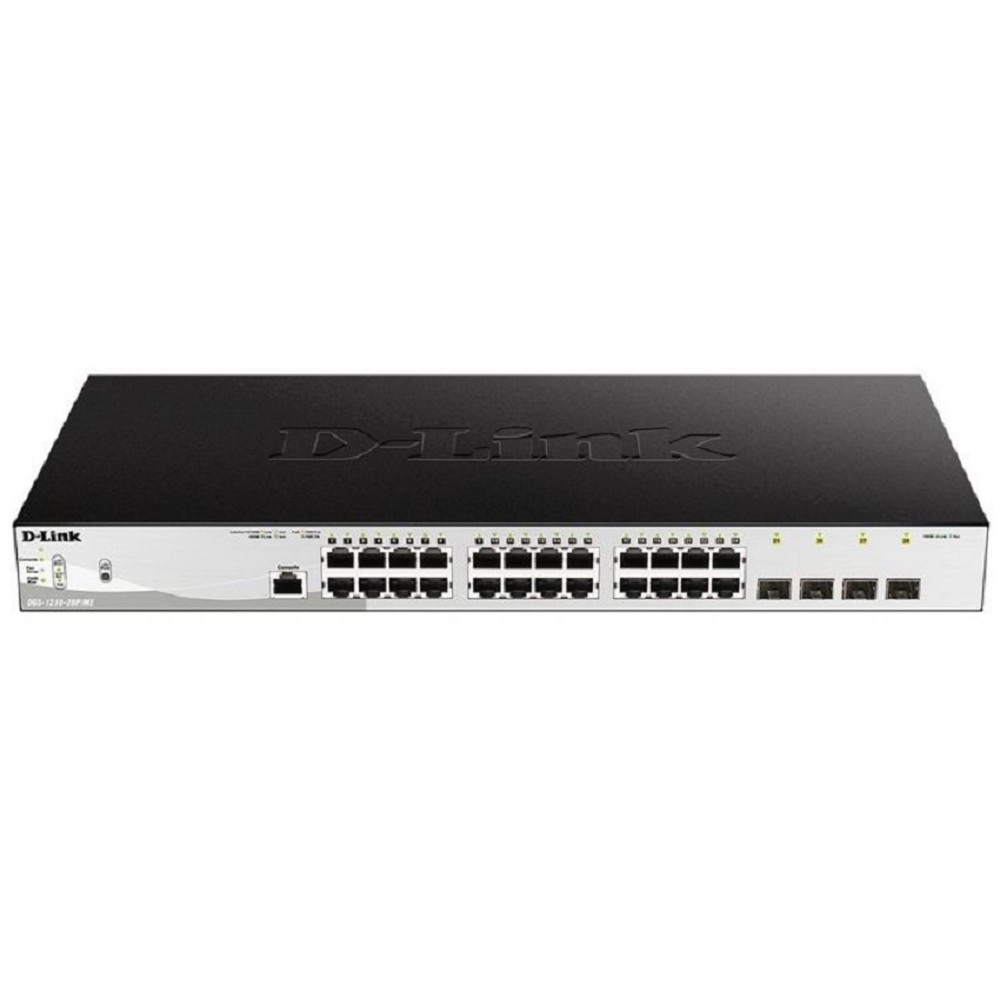 Коммутатор D-Link DGS-1210-28P/ME/B2A, L2, 24×1GbE PoE, 4×SFP, PoE 193 Вт