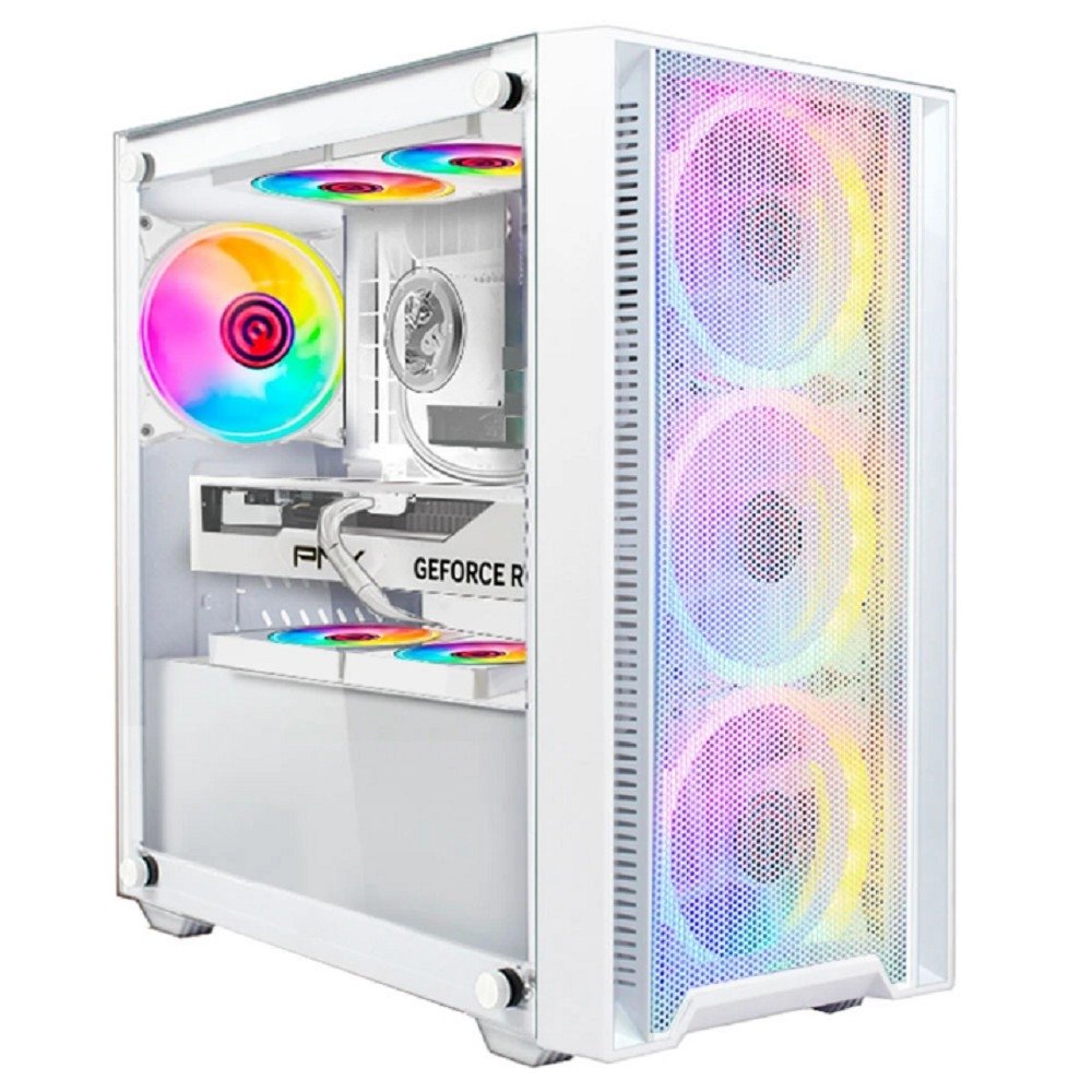 Корпус Ginzzu CL640, mATX, 4×12FRGB, белый
