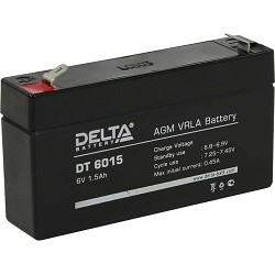Аккумулятор Delta DT 6015, 6 В, 1,5 А·ч, AGM, клеммы F1