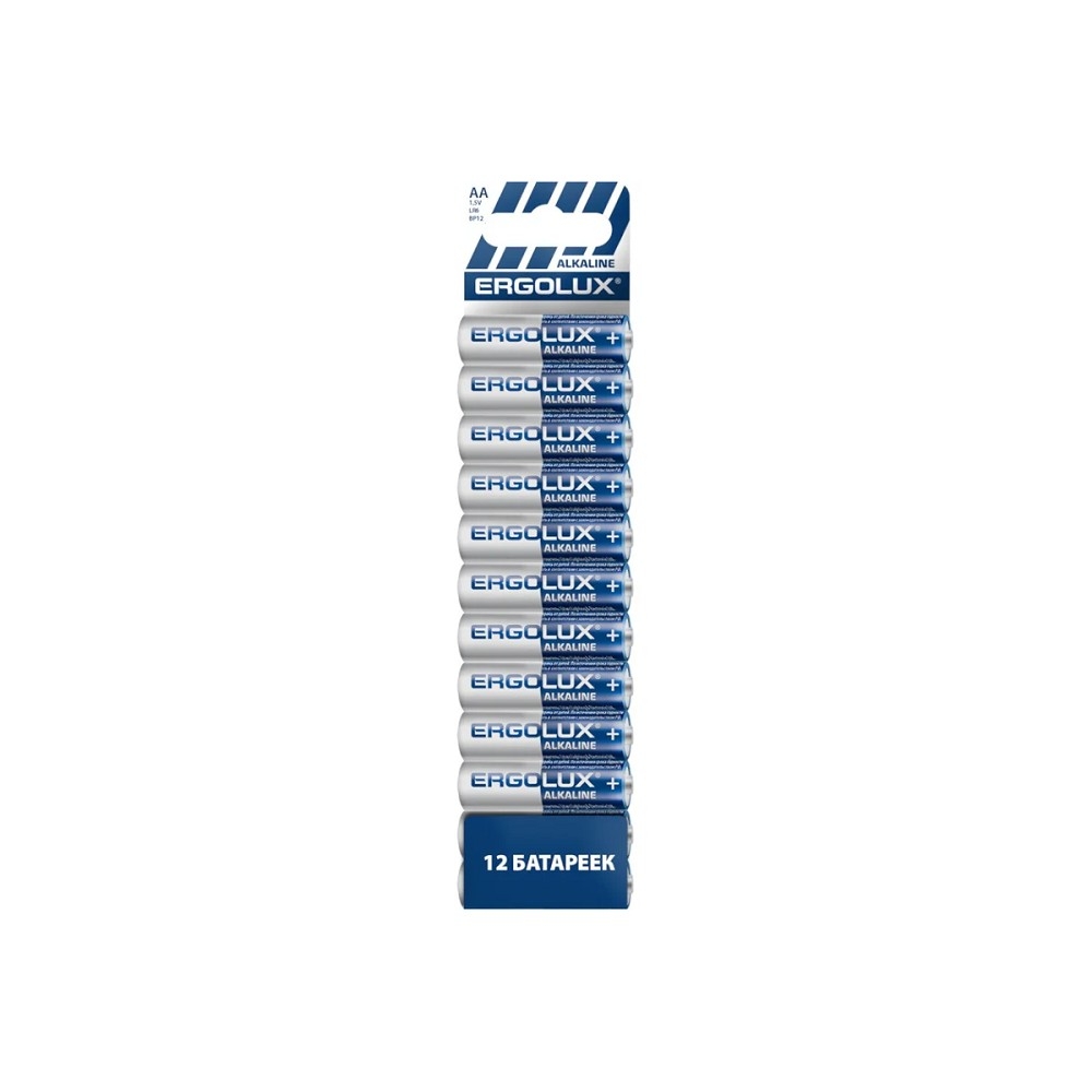 Батарейки Ergolux Alkaline LR6 (AA), 1,5 В, алкалиновые, 12 шт.