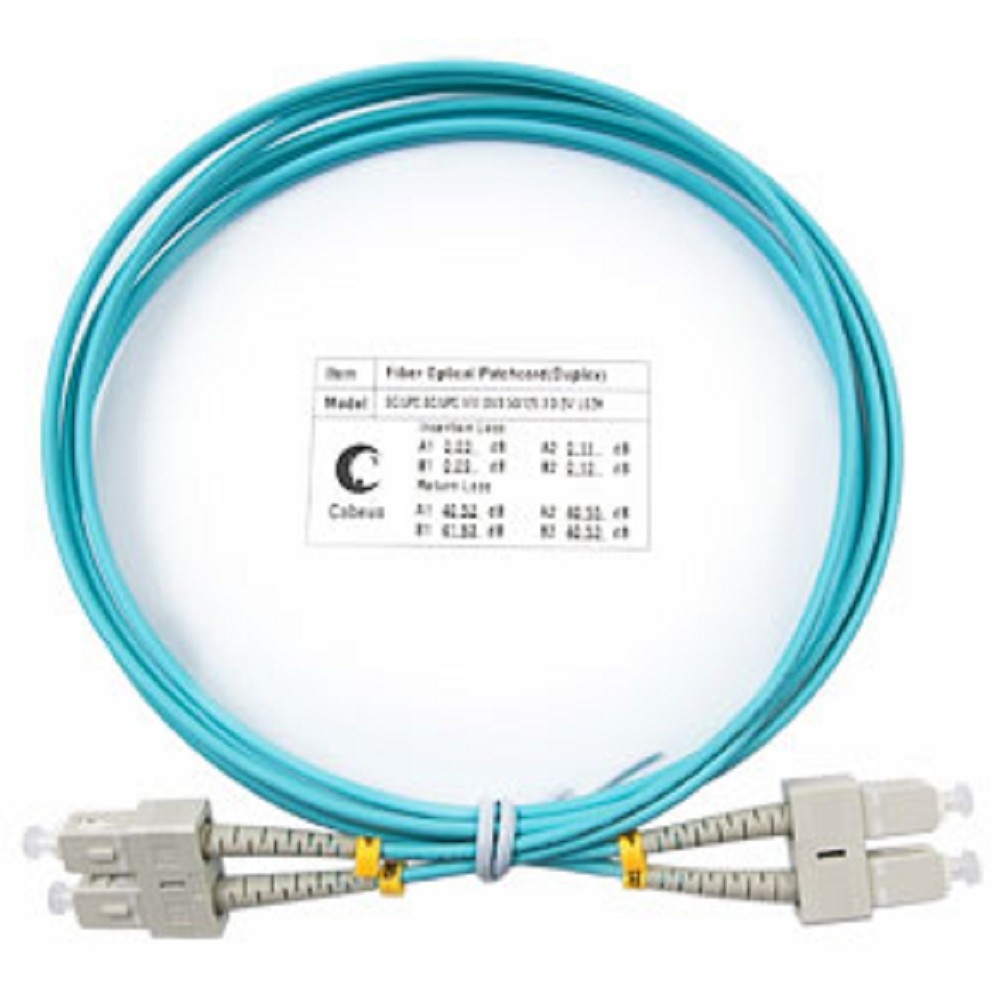 Патч-корд оптический Cabeus FOP-50-SC-SC-2m, duplex SC-SC, OM3, 2 м