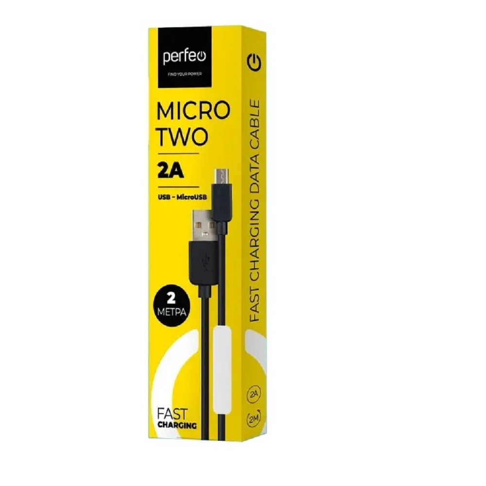 Кабель Perfeo U4010, USB-A — Micro USB, USB 2.0, 2 м, черный