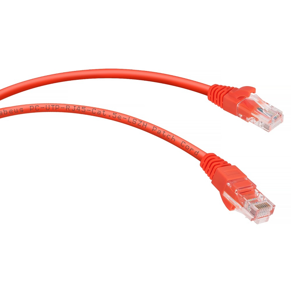 Патч-корд Cabeus PC-UTP-RJ45-Cat.5e-3m-RD-LSZH, U/UTP Cat.5e, 2×RJ45, LSZH, 3 м, красный