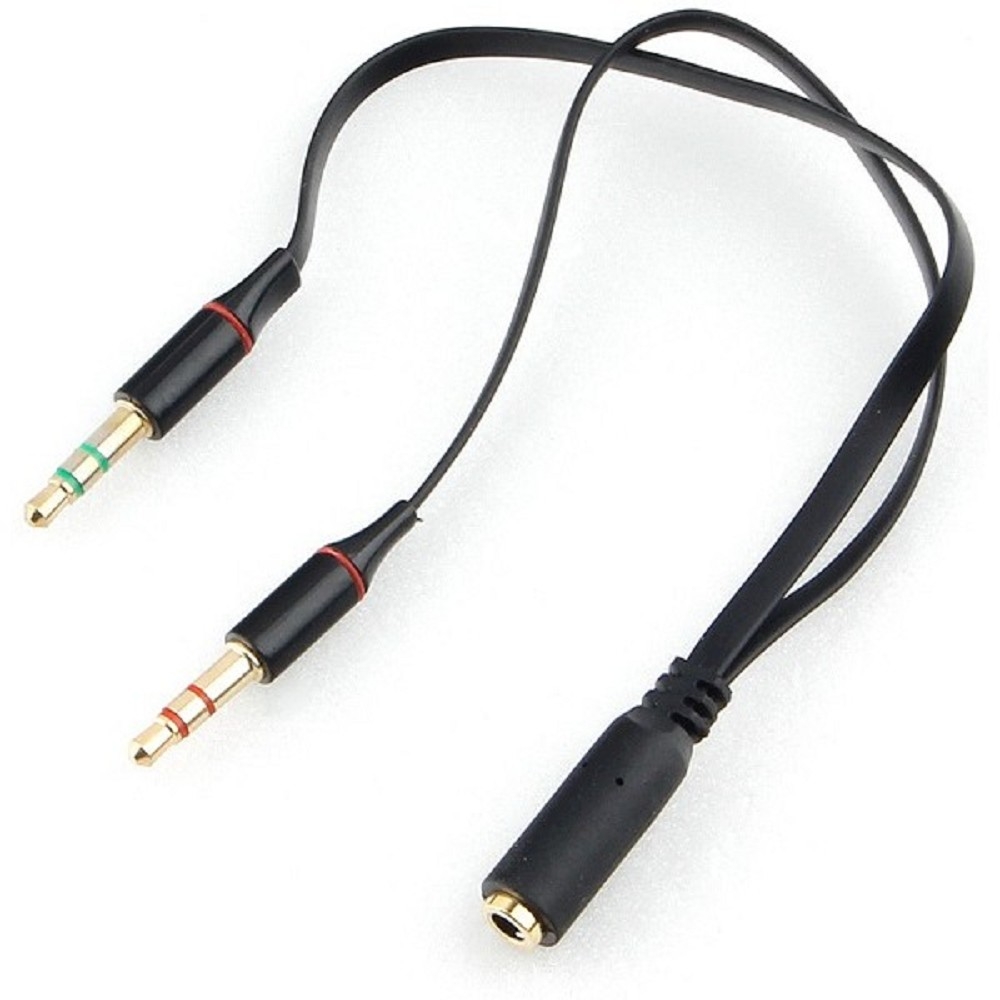 Кабель-переходник аудио Cablexpert CCAB-02-35F2M-0.2MB, Jack 3.5 мм 4pin (F) / 2×Jack 3.5 мм (M), 0.2 м