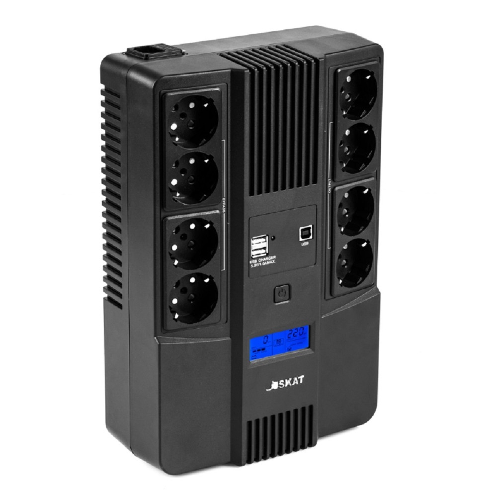 ИБП Line-interactive Бастион 8934 SKAT-UPS 1000-AID-IN-1x9-8, 1000ВА/600Вт, LCD, USB, АКБ 1×9Ач