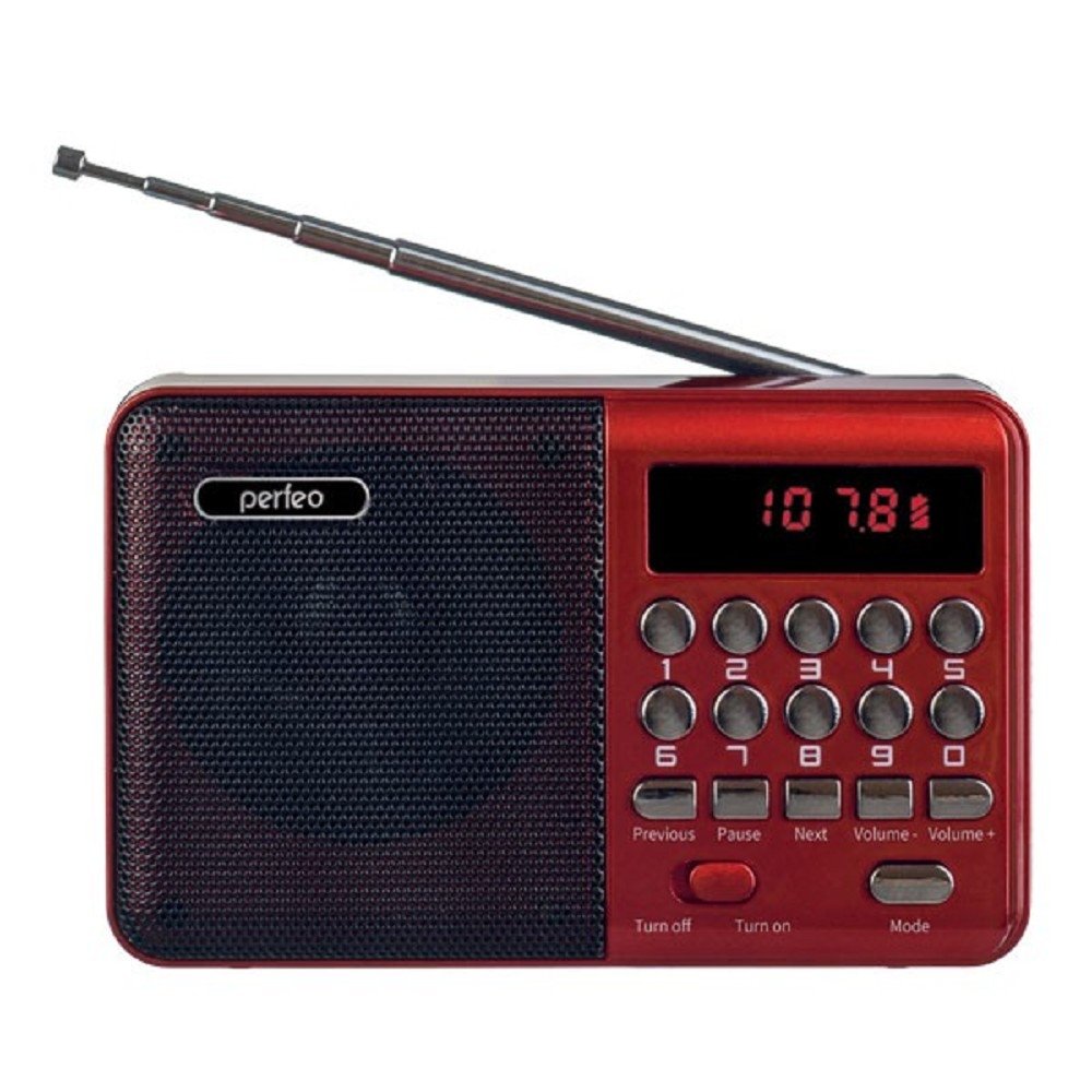Радиоприемник Perfeo PALM FM+ PF_A4871, FM 87.5-108МГц, MP3, красный