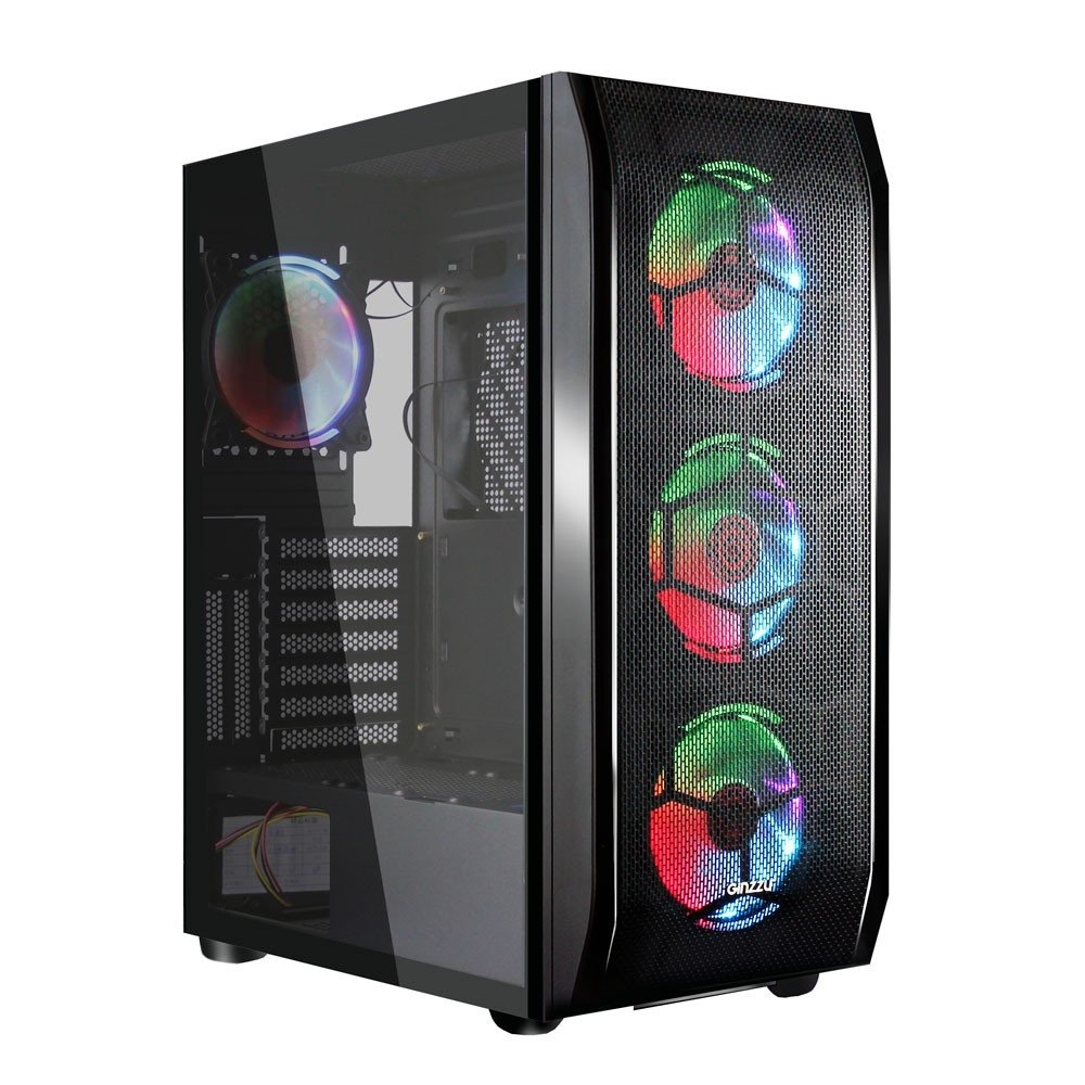 Корпус GINZZU GL300, MidiTower, ATX/EATX, 4×120мм RGB